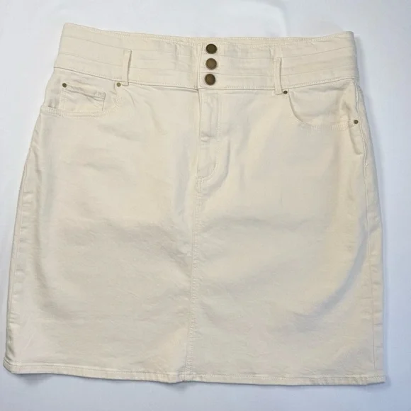 Ann Taylor Cream Cotton Blend Jean Skirt Women’s Size 14 - Picture 8 of 9